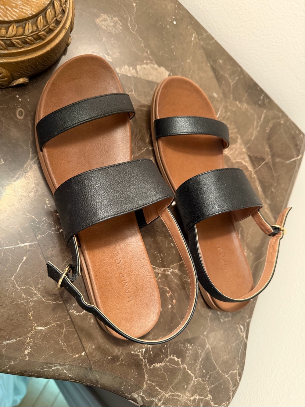 Black Strappy Leather Sandals for Women - Classic Slide Design